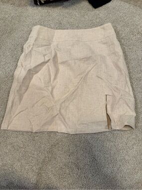 NWT Lioness Classic Cream Linen-Blend Mini Skirt